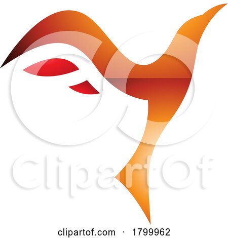Orange and Red Glossy Rising Bird Shaped Letter Y Icon by cidepix