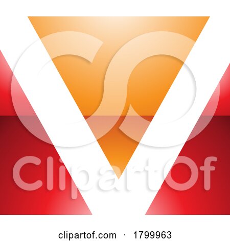 Orange and Red Glossy Rectangular Shaped Letter V Icon by cidepix