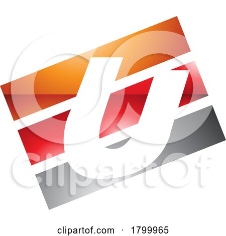 Orange and Red Glossy Rectangular Shaped Letter U Icon by cidepix