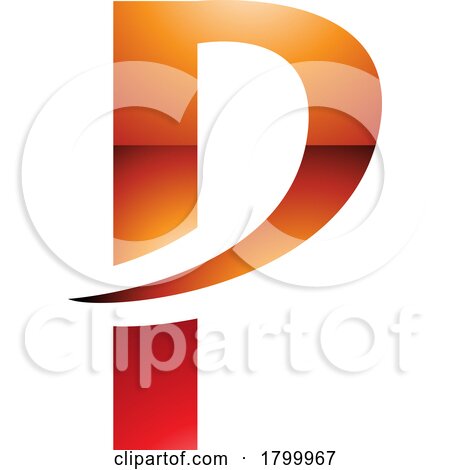 Orange and Red Glossy Letter P Icon with a Pointy Tip by cidepix