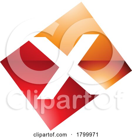 Orange and Red Glossy Rectangle Shaped Letter X Icon by cidepix