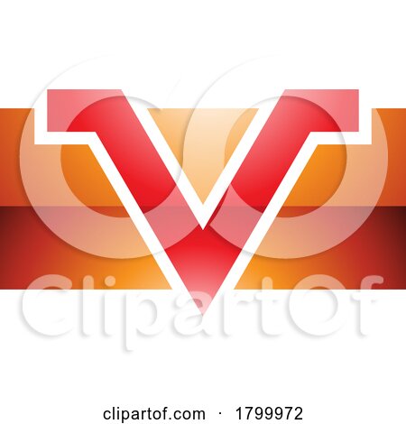 Orange and Red Glossy Rectangle Shaped Letter V Icon by cidepix