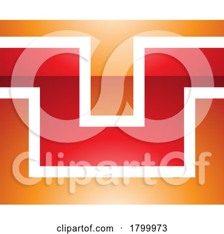 Orange and Red Glossy Rectangle Shaped Letter U Icon by cidepix