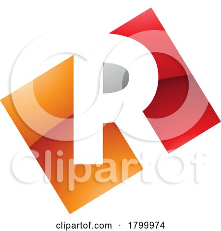 Orange and Red Glossy Rectangle Shaped Letter R Icon by cidepix