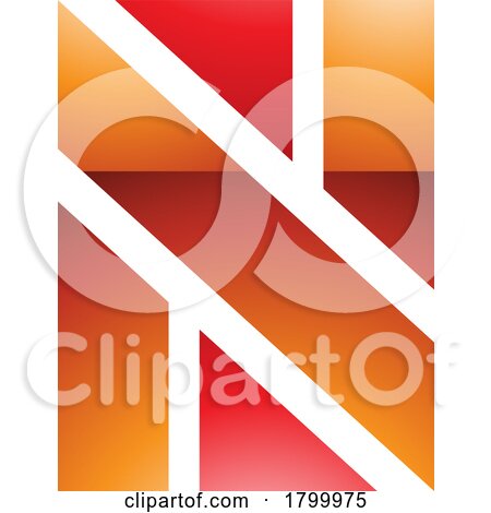 Orange and Red Glossy Rectangle Shaped Letter N Icon by cidepix