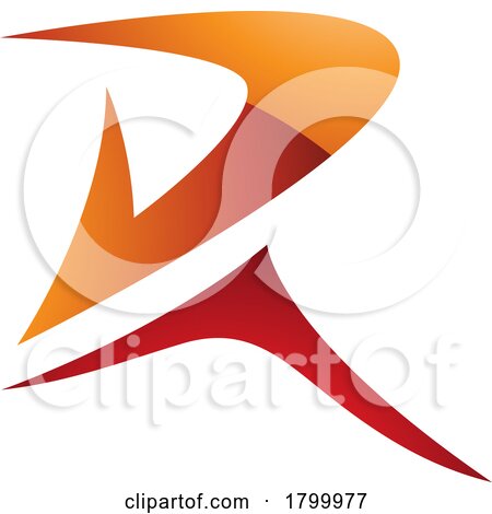Orange and Red Glossy Pointy Tipped Letter R Icon by cidepix