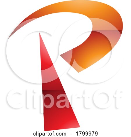 Orange and Red Glossy Radio Tower Shaped Letter P Icon by cidepix