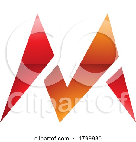 Orange and Red Glossy Pointy Tipped Letter M Icon by cidepix