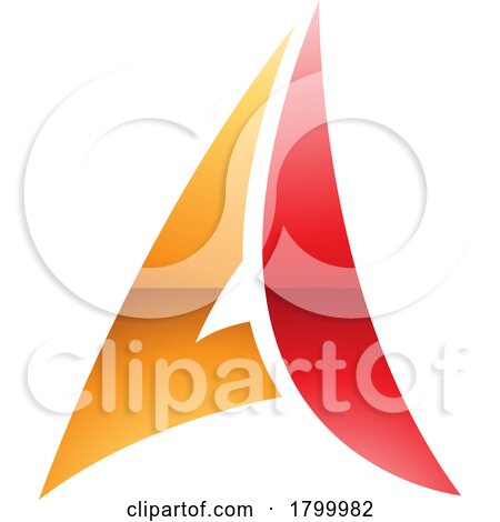 Orange and Red Glossy Paper Plane Shaped Letter a Icon by cidepix