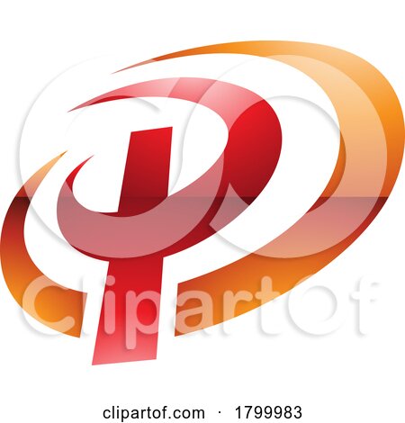 Orange and Red Glossy Oval Shaped Letter P Icon by cidepix