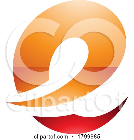 Orange and Red Glossy Lowercase Letter E Icon with Soft Spiky Curves by cidepix