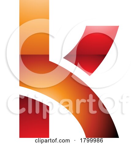 Orange and Red Glossy Lowercase Letter K Icon with Overlapping Paths by cidepix