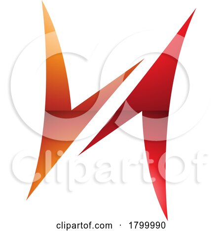 Orange and Red Glossy Arrow Shaped Letter H Icon by cidepix