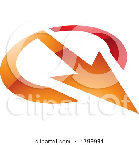 Orange and Red Glossy Arrow Shaped Letter Q Icon by cidepix