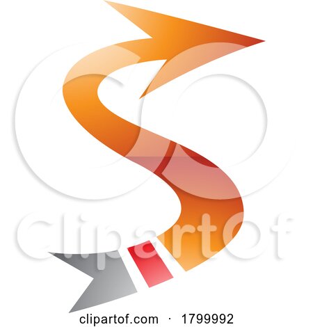 Orange and Red Glossy Arrow Shaped Letter S Icon by cidepix