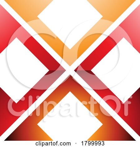 Orange and Red Glossy Arrow Square Shaped Letter X Icon by cidepix
