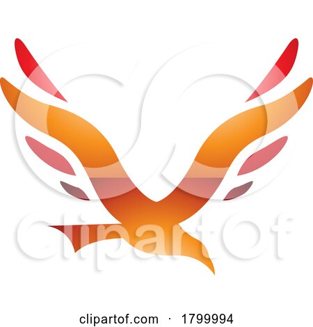 Orange and Red Glossy Bird Shaped Letter V Icon by cidepix