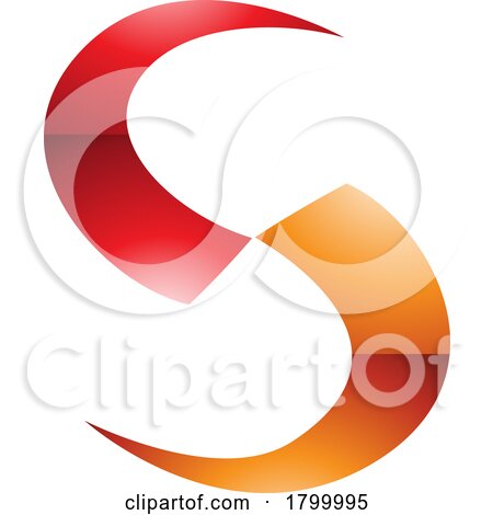 Orange and Red Glossy Blade Shaped Letter S Icon by cidepix