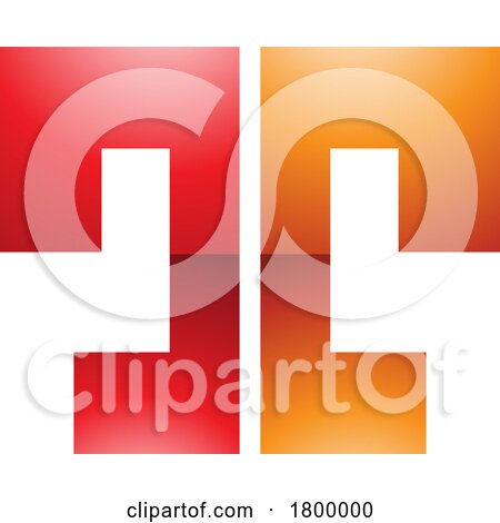 Orange and Red Glossy Bold Split Shaped Letter T Icon by cidepix