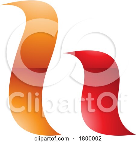 Orange and Red Glossy Calligraphic Letter H Icon by cidepix