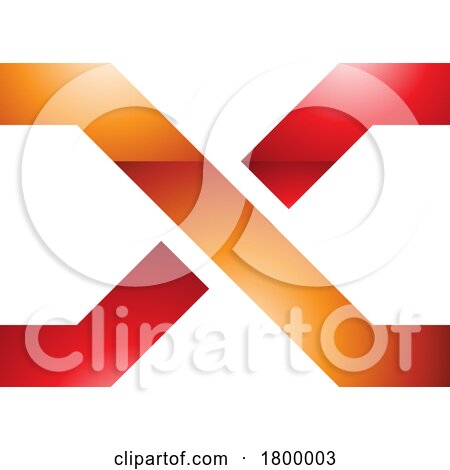 Orange and Red Glossy Letter X Icon with Crossing Lines by cidepix