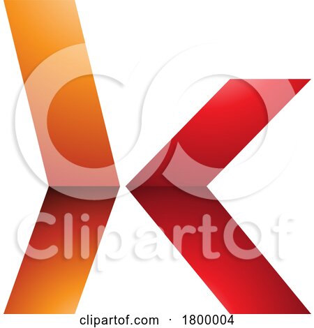 Orange and Red Glossy Lowercase Arrow Shaped Letter K Icon by cidepix