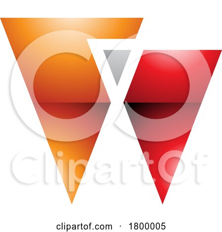 Orange and Red Glossy Letter W Icon with Triangles by cidepix