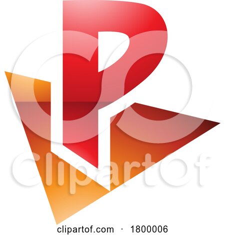 Orange and Red Glossy Letter P Icon with a Triangle by cidepix