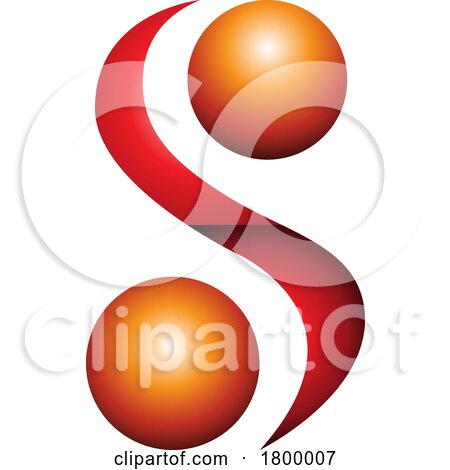 Orange and Red Glossy Letter S Icon with Spheres by cidepix