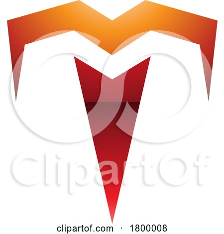 Orange and Red Glossy Letter T Icon with Pointy Tips by cidepix