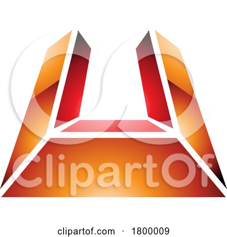 Orange and Red Glossy Letter U Icon in Perspective by cidepix