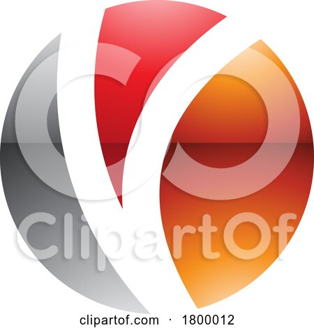 Orange and Red Glossy Letter O Icon with a V Shape by cidepix