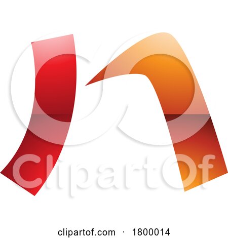 Orange and Red Glossy Letter N Icon with a Curved Rectangle by cidepix