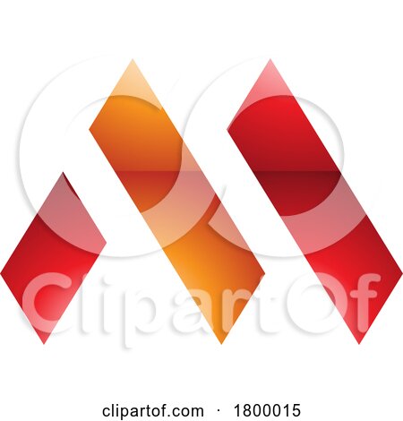 Orange and Red Glossy Letter M Icon with Rectangles by cidepix