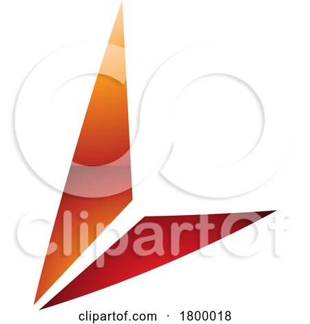 Orange and Red Glossy Letter L Icon with Triangles by cidepix
