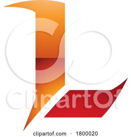 Orange and Red Glossy Letter L Icon with Sharp Spikes by cidepix