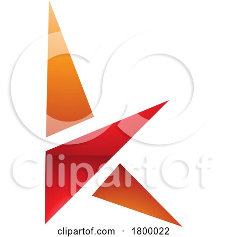 Orange and Red Glossy Letter K Icon with Triangles by cidepix