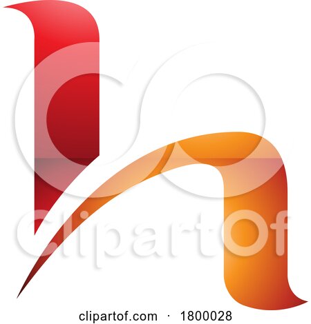 Orange and Red Glossy Letter H Icon with Round Spiky Lines by cidepix