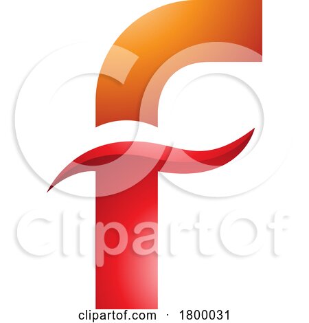 Orange and Red Glossy Letter F Icon with Spiky Waves by cidepix