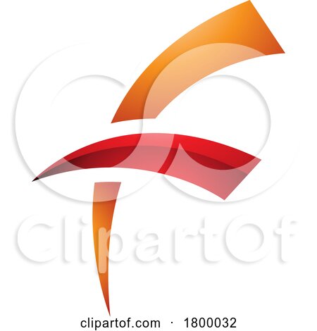 Orange and Red Glossy Letter F Icon with Round Spiky Lines by cidepix