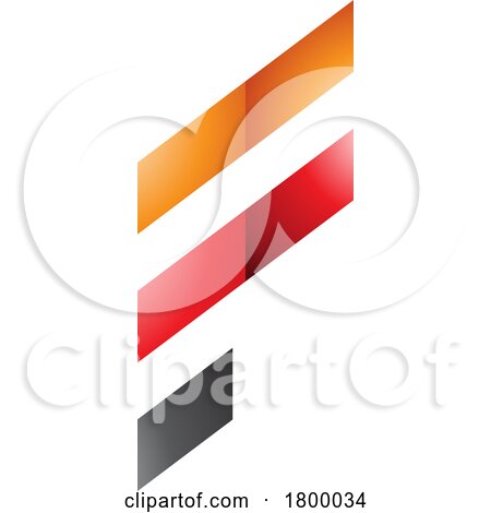 Orange and Red Glossy Letter F Icon with Diagonal Stripes by cidepix