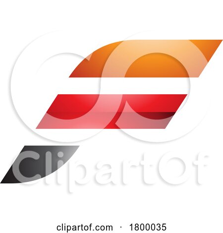 Orange and Red Glossy Letter F Icon with Horizontal Stripes by cidepix