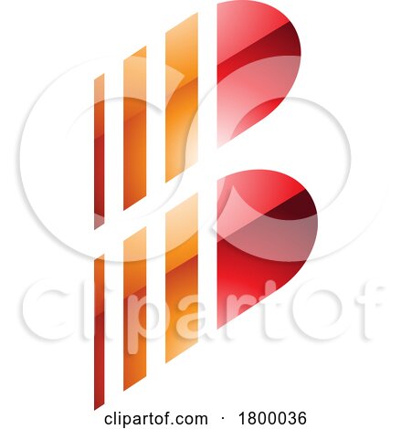 Orange and Red Glossy Letter B Icon with Vertical Stripes by cidepix