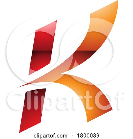 Orange and Red Glossy Italic Arrow Shaped Letter K Icon by cidepix