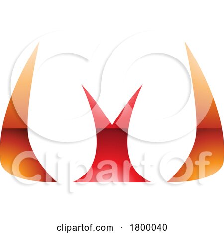 Orange and Red Glossy Horn Shaped Letter W Icon by cidepix