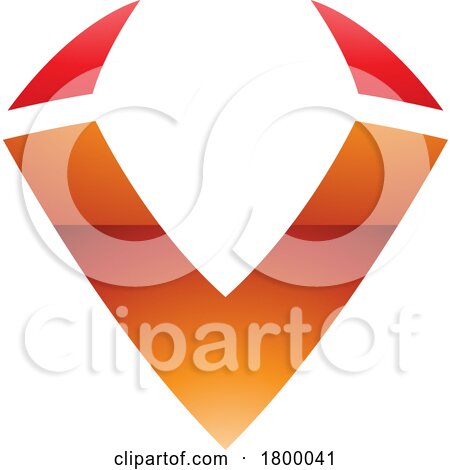 Orange and Red Glossy Horn Shaped Letter V Icon by cidepix