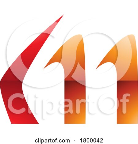 Orange and Red Glossy Horn Shaped Letter M Icon by cidepix