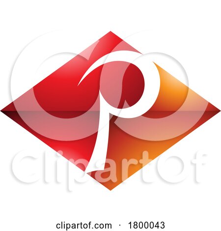 Orange and Red Glossy Horizontal Diamond Letter P Icon by cidepix