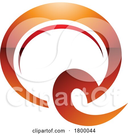 Orange and Red Glossy Hook Shaped Letter Q Icon by cidepix