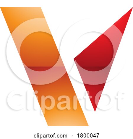 Orange and Red Glossy Geometrical Shaped Letter V Icon by cidepix